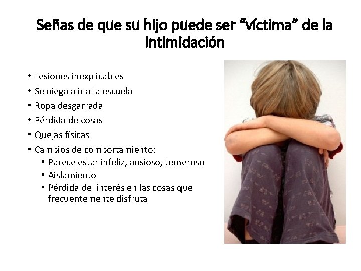Señas de que su hijo puede ser “víctima” de la intimidación • • •