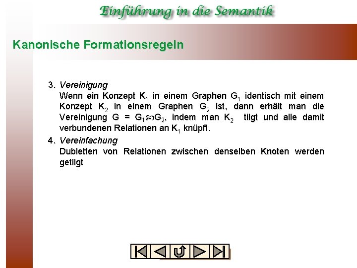 Kanonische Formationsregeln 3. Vereinigung Wenn ein Konzept K 1 in einem Graphen G 1