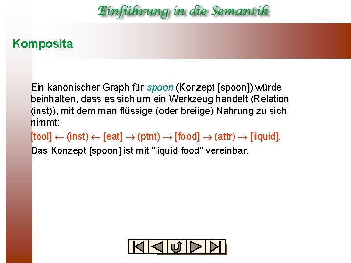 Komposita Ein kanonischer Graph für spoon (Konzept [spoon]) würde beinhalten, dass es sich um