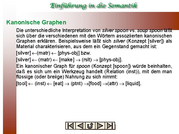 Kanonische Graphen Die unterschiedliche Interpretation von silver spoon vs. soup spoon läßt sich über