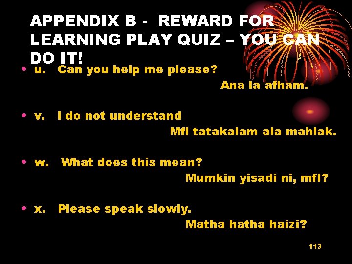 APPENDIX B - REWARD FOR LEARNING PLAY QUIZ – YOU CAN DO IT! •