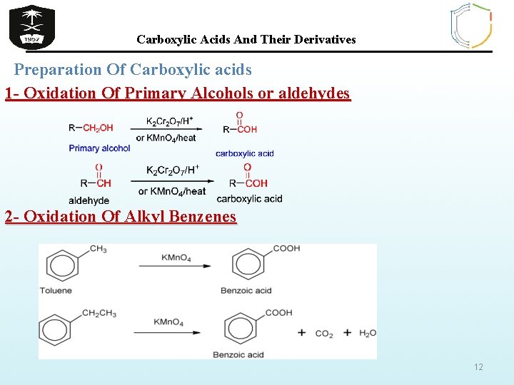 Carboxylic Acids And Their Derivatives Preparation Of Carboxylic acids 1 - Oxidation Of Primary