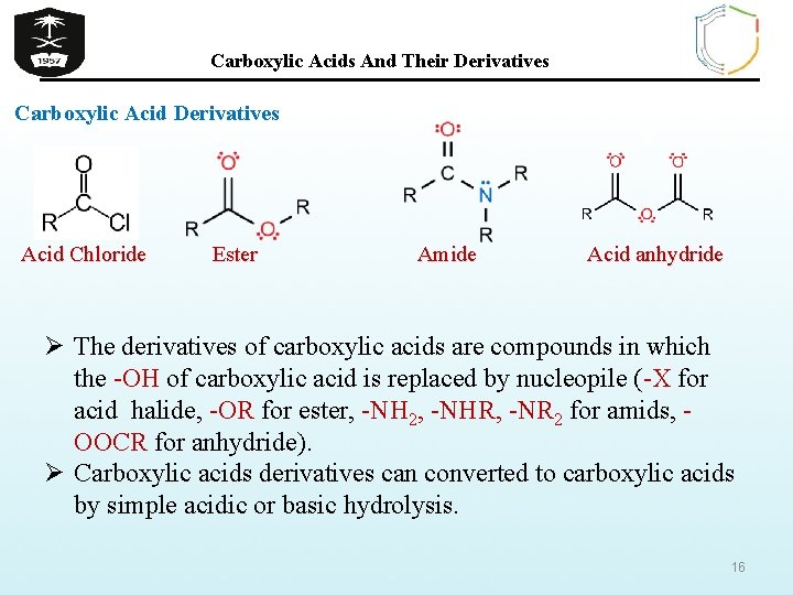 Carboxylic Acids And Their Derivatives Carboxylic Acid Derivatives Acid Chloride Ester Amide Acid anhydride