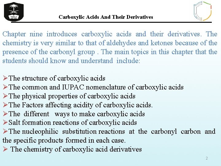 Carboxylic Acids And Their Derivatives Chapter nine introduces carboxylic acids and their derivatives. The