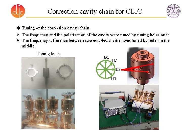Correction cavity chain for CLIC u Tuning of the correction cavity chain Ø The