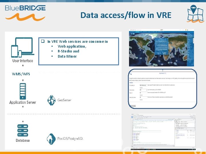 Data access/flow in VRE q In VRE Web services are consume in • Web