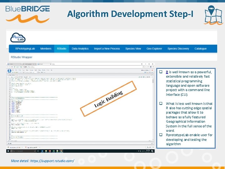 Algorithm Development Step-I g ic g o L More detail: https: //support. rstudio. com/