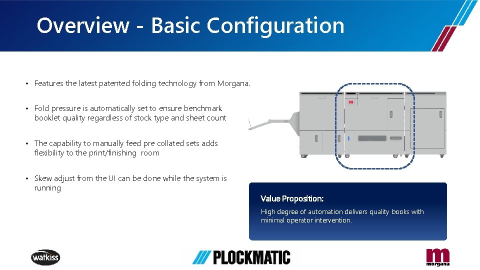 Overview - Basic Configuration • Features the latest patented folding technology from Morgana. •