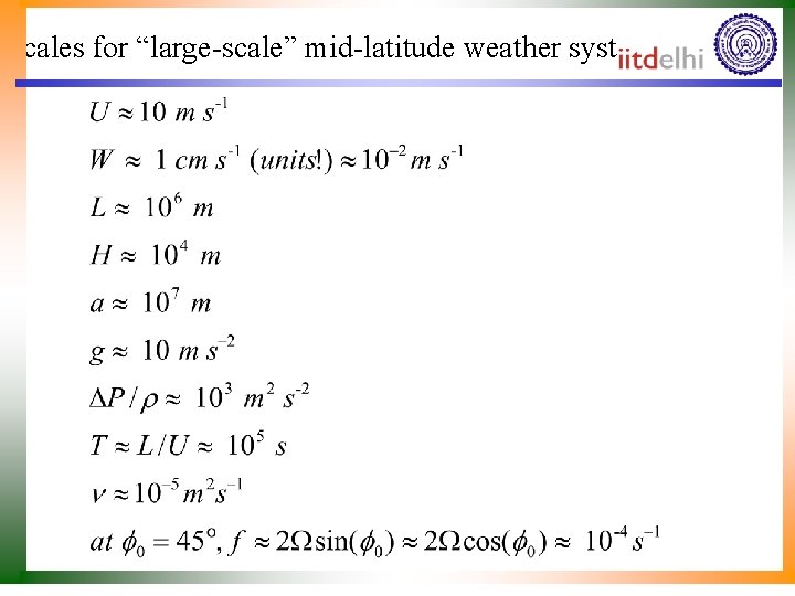 Scales for “large-scale” mid-latitude weather systems 