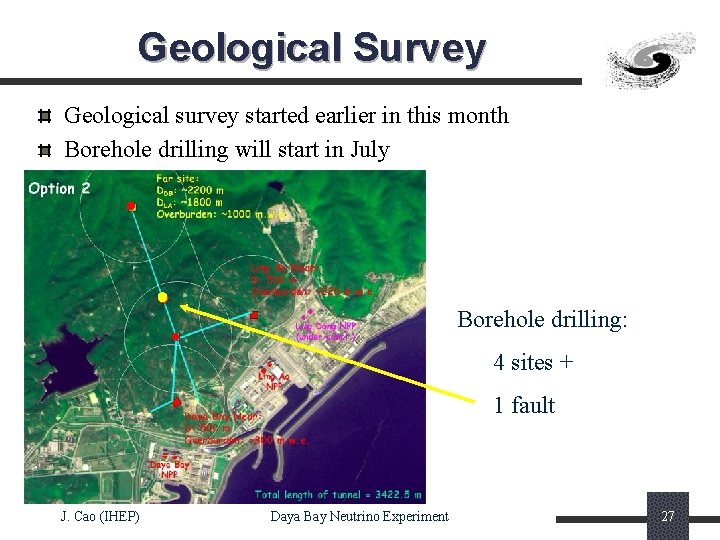 Geological Survey Geological survey started earlier in this month Borehole drilling will start in