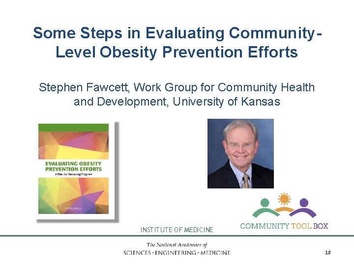 Some Steps in Evaluating Community. Level Obesity Prevention Efforts Stephen Fawcett, Work Group for