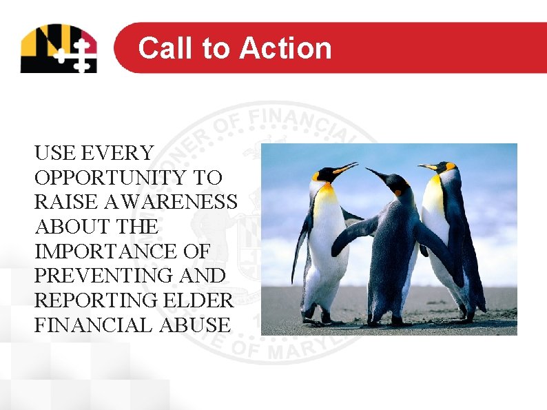 Call to Action USE EVERY OPPORTUNITY TO RAISE AWARENESS ABOUT THE IMPORTANCE OF PREVENTING