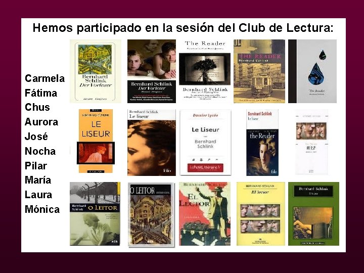 Hemos participado en la sesión del Club de Lectura: Carmela Fátima Chus Aurora José