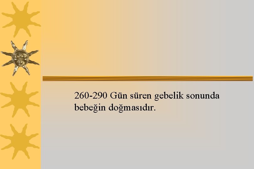 260 -290 Gün süren gebelik sonunda bebeğin doğmasıdır. 