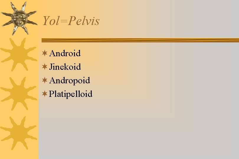 Yol=Pelvis ¬Android ¬Jinekoid ¬Andropoid ¬Platipelloid 