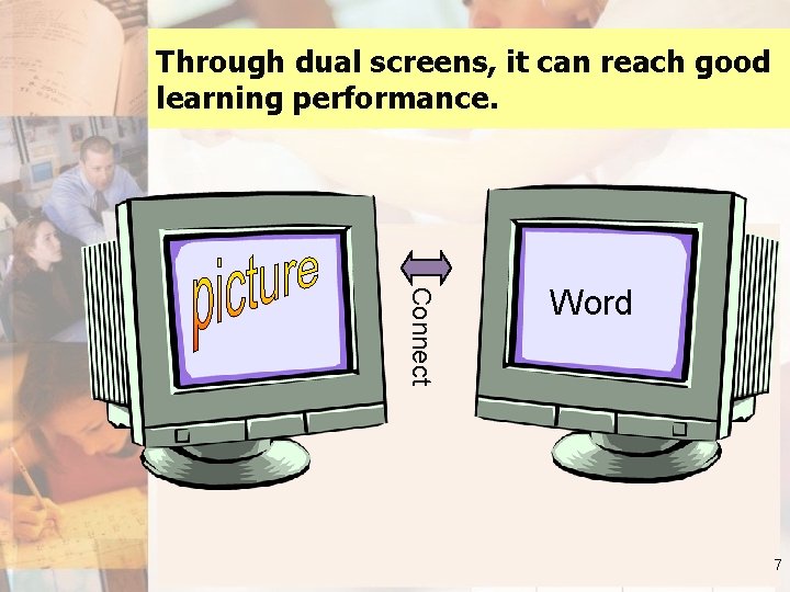 Through dual screens, it can reach good learning performance. Connect Word 7 