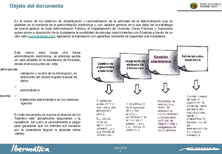 Objeto del documento En el marco de los objetivos de simplificación y racionalización de