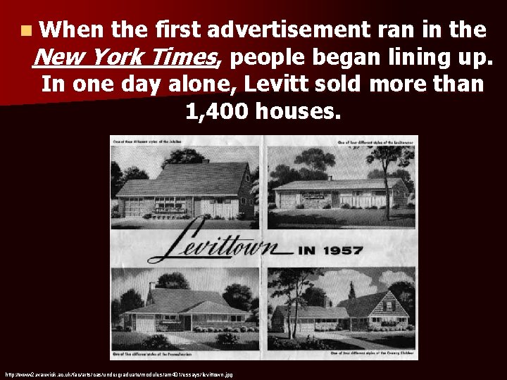 n When the first advertisement ran in the New York Times, people began lining
