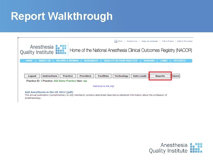 Report Walkthrough 