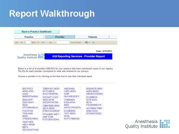 Report Walkthrough 