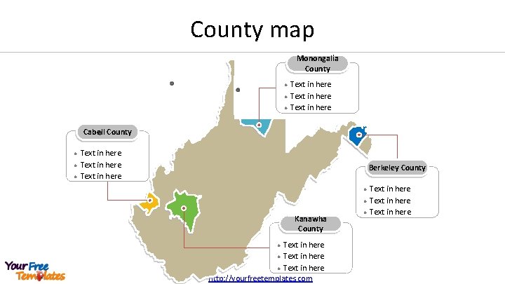 County map Monongalia County l l l Text in here Cabell County l l