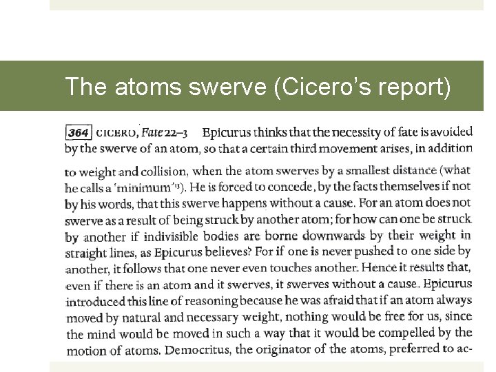 The atoms swerve (Cicero’s report) 