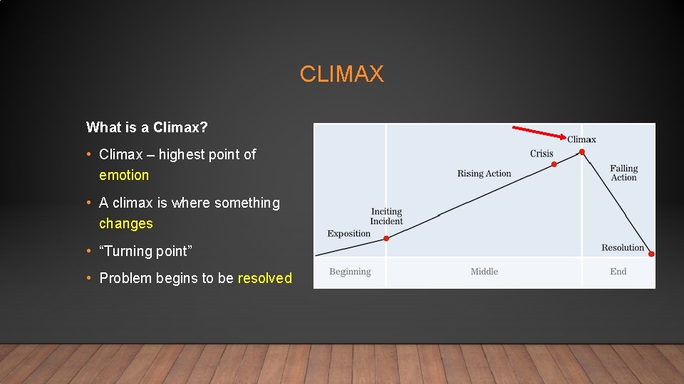 CLIMAX What is a Climax? • Climax – highest point of emotion • A