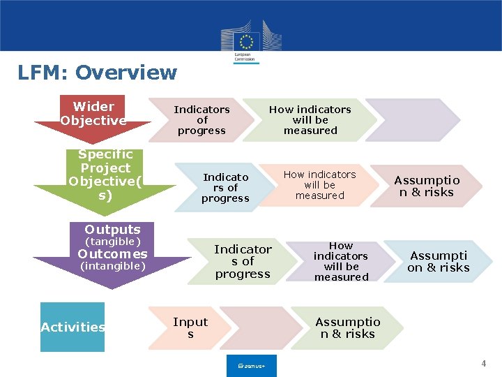 LFM: Overview Wider Objective Specific Project Objective( s) Indicators of progress How indicators will