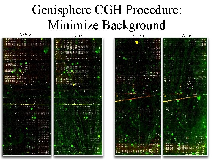 Genisphere CGH Procedure: Minimize Background Before After 