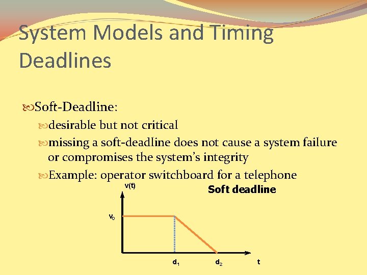 System Models and Timing Deadlines Soft-Deadline: desirable but not critical missing a soft-deadline does