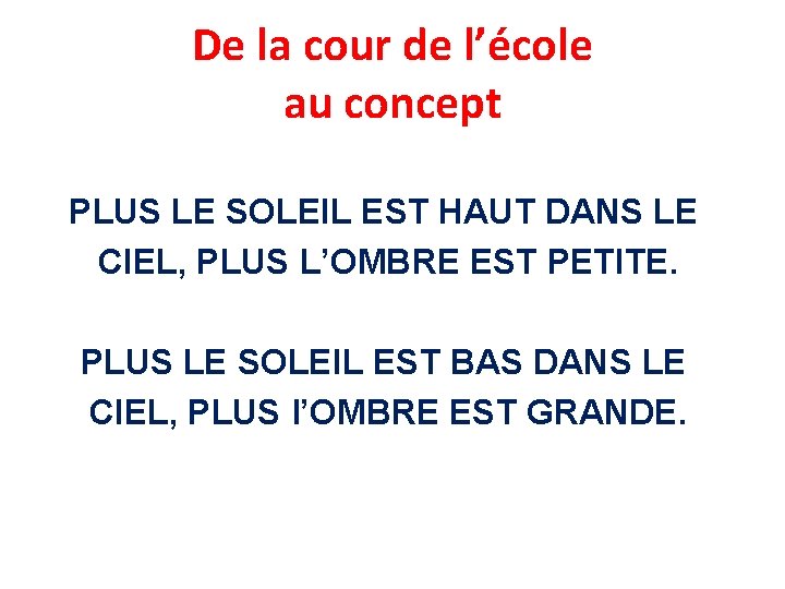 De la cour de l’école au concept PLUS LE SOLEIL EST HAUT DANS LE
