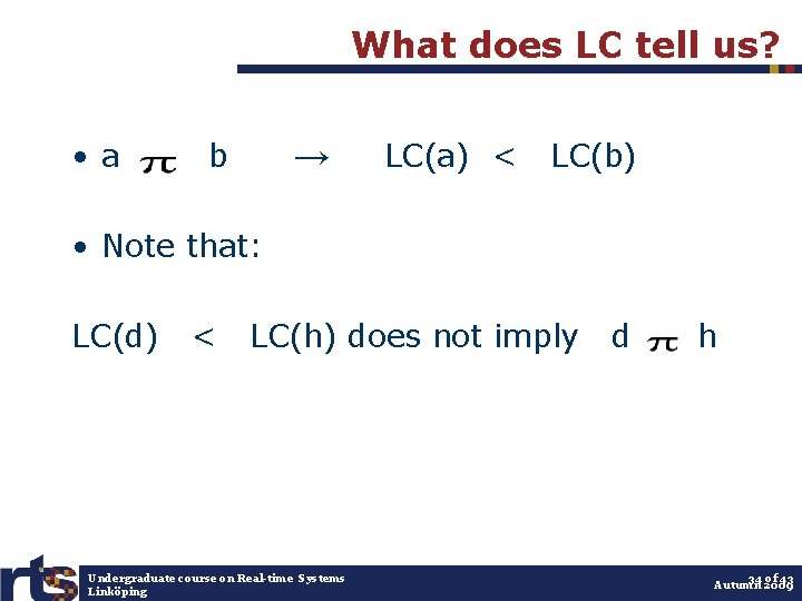 What does LC tell us? • a → b LC(a) < LC(b) • Note