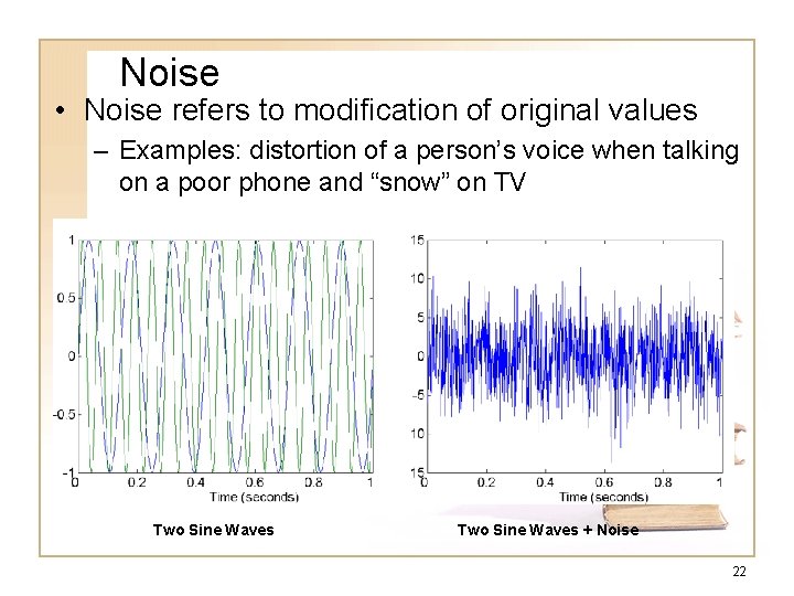 Noise • Noise refers to modification of original values – Examples: distortion of a