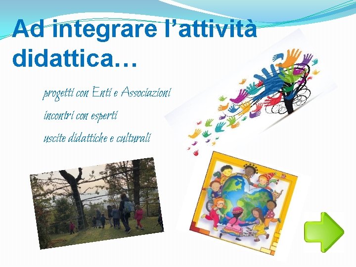 Ad integrare l’attività didattica… progetti con Enti e Associazioni incontri con esperti uscite didattiche