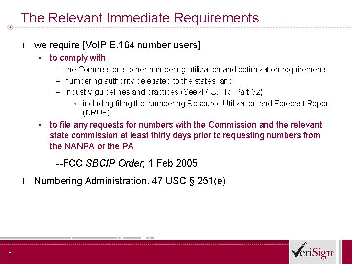 The Relevant Immediate Requirements + we require [Vo. IP E. 164 number users] ▪