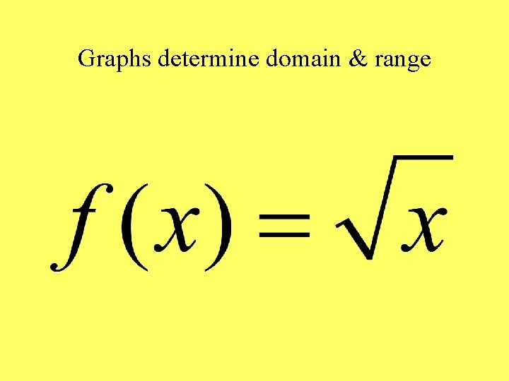 Graphs determine domain & range 