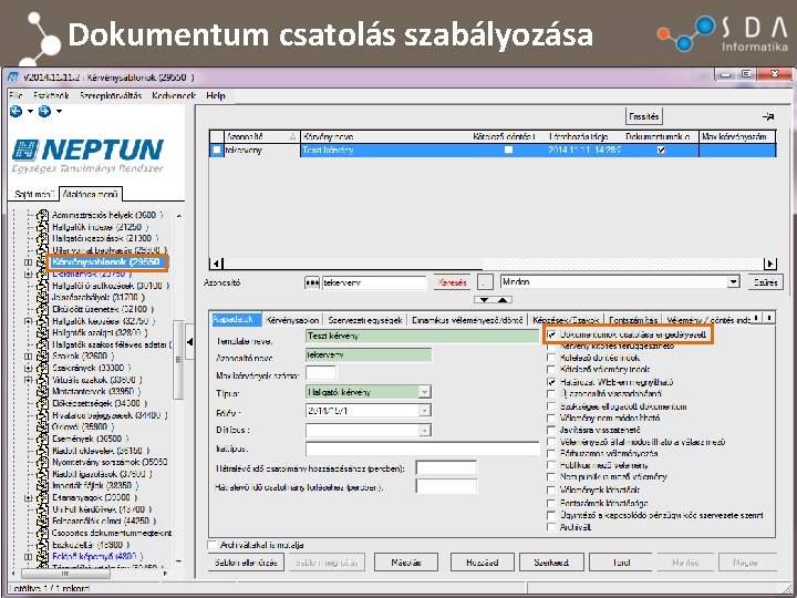 Dokumentum csatolás szabályozása 