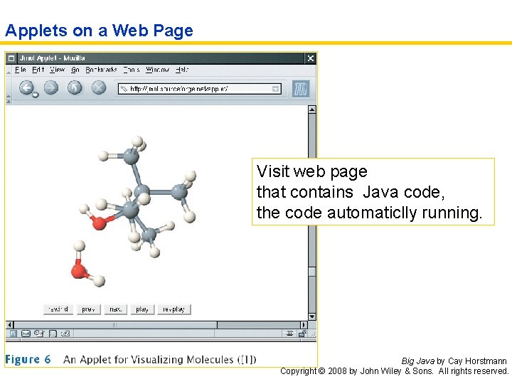 Applets on a Web Page Visit web page that contains Java code, the code