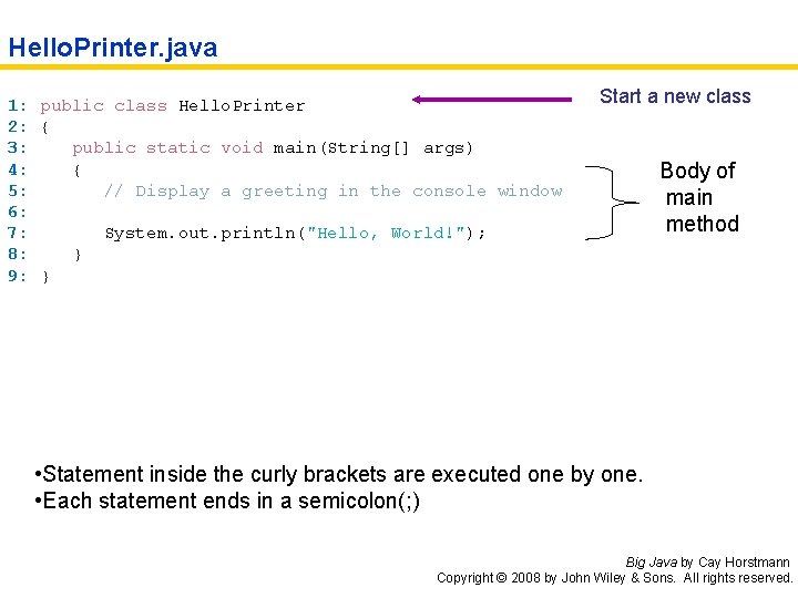 Hello. Printer. java 1: public class Hello. Printer 2: { 3: public static void