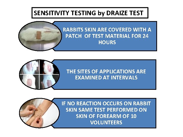 SENSITIVITY TESTING by DRAIZE TEST RABBITS SKIN ARE COVERED WITH A PATCH OF TEST