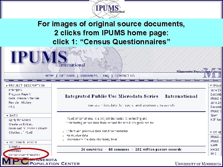 For images of original source documents, 2 clicks from IPUMS home page: click 1: