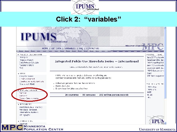 Click 2: “variables” 