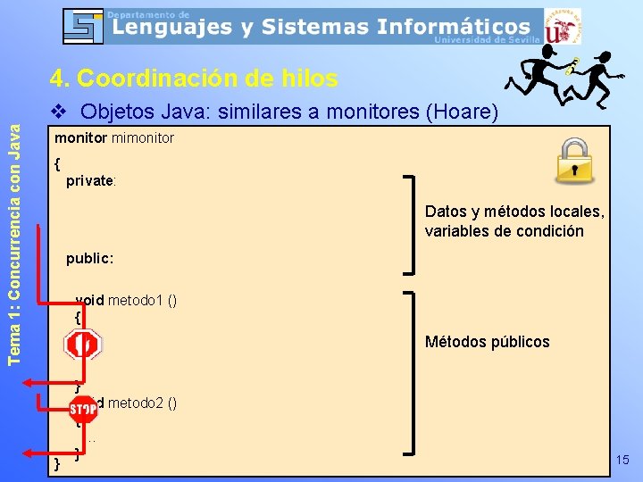 4. Coordinación de hilos Tema 1: Concurrencia con Java v Objetos Java: similares a
