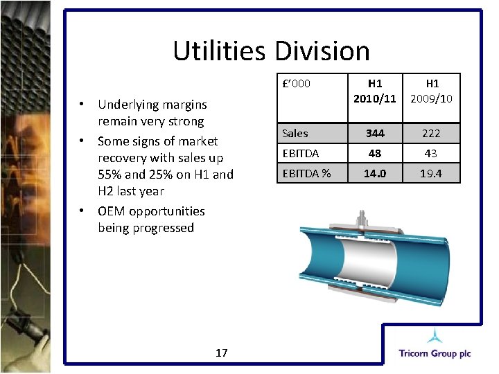 Utilities Division • Underlying margins remain very strong • Some signs of market recovery