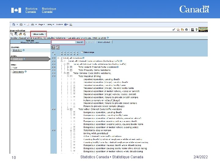 10 Statistics Canada • Statistique Canada 2/4/2022 