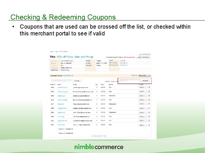 Checking & Redeeming Coupons • Coupons that are used can be crossed off the