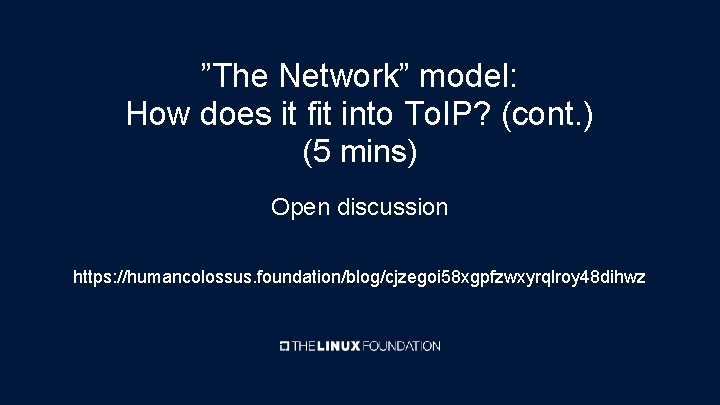 ”The Network” model: How does it fit into To. IP? (cont. ) (5 mins)