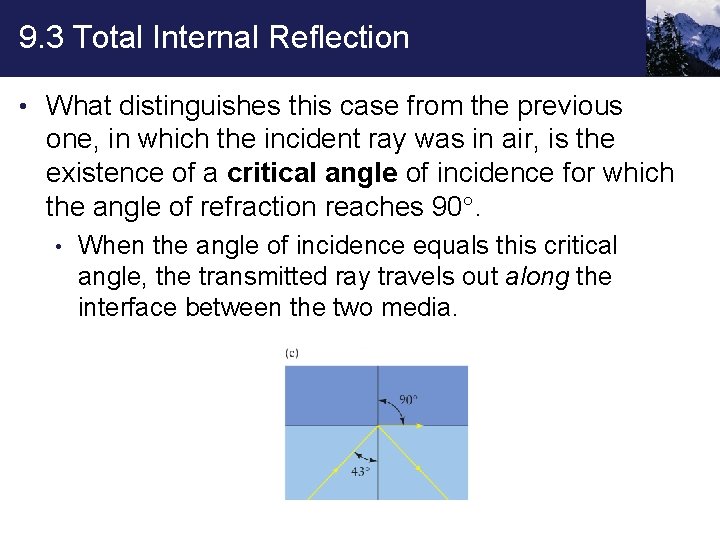 9. 3 Total Internal Reflection • What distinguishes this case from the previous one,