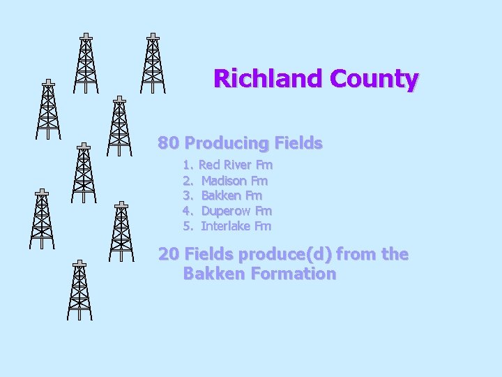 Richland County 80 Producing Fields 1. 2. 3. 4. 5. Red River Fm Madison