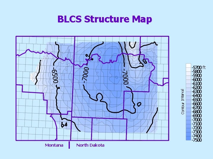 BLCS Structure Map Contour Interval ft Montana North Dakota 